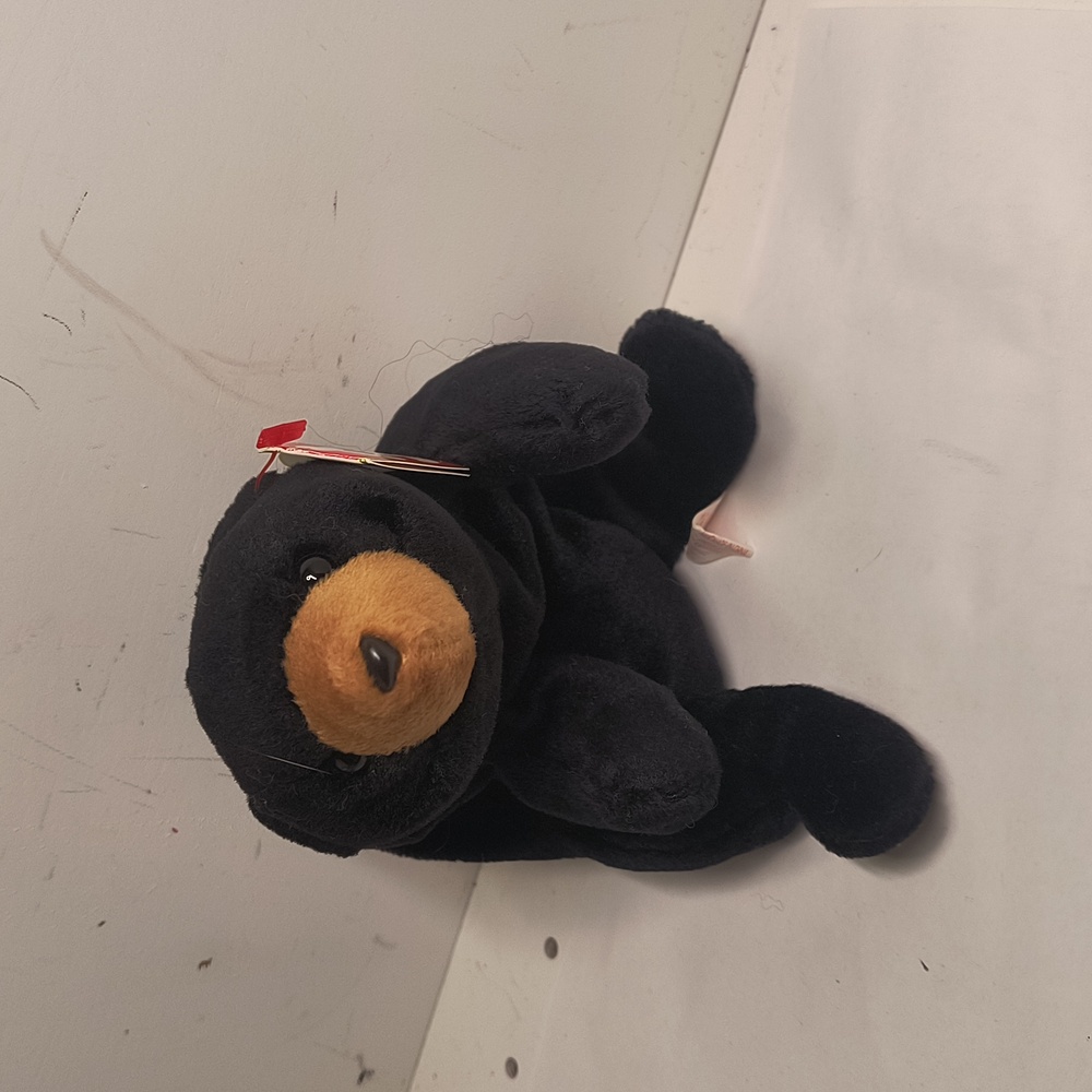 RETIRED 1993 TY BEANIE BABY BLACKIE THE BEAR WITH PE PELLETS.